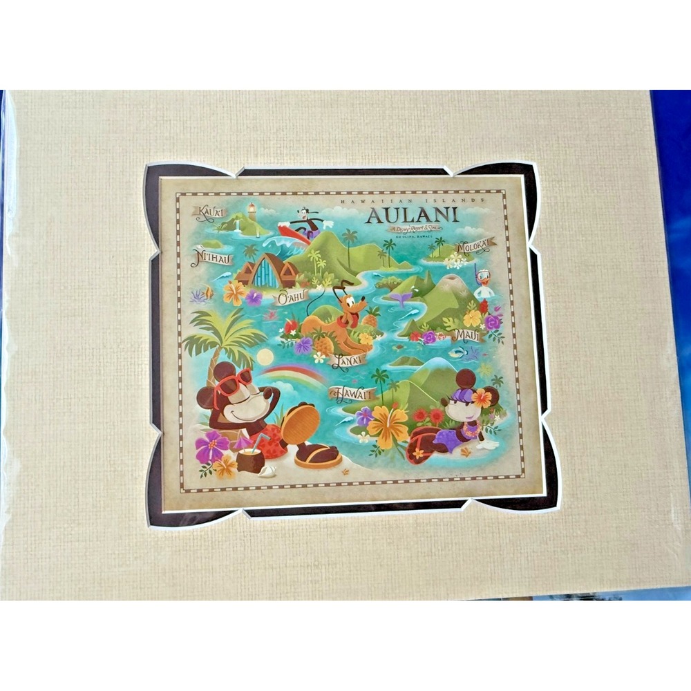 Disney Aulani Resort Map Mickey Minnie Mouse Hawaii Print 14"x 18" Jeff Granito